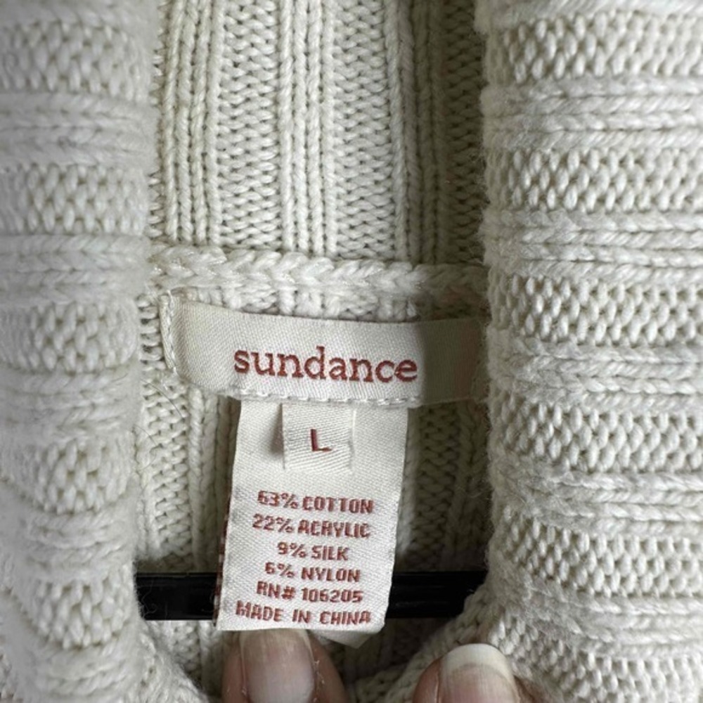 Sundance Sweater Womens Large Beige Ribbed Long Sleeve Turtleneck‎ Casual Boho - Picture 6 of 8